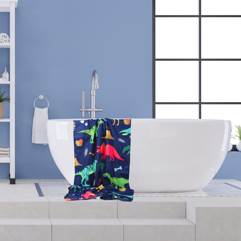 LIVILAN Dinosaur Beach Towel for Kids, Soft Microfiber 24" X 48", Quick Dry, Sand Free, Perfect for Boys Bath, Pool, Travel, Durable Toddler Towel, Ideal Dinosaur Gift - Image 3