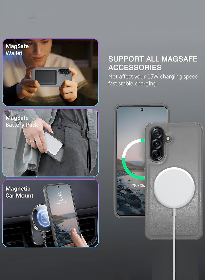 Wtech Samsung Galaxy A36 5G 2025 Premium PU Leather Hard Shockproof with MagSafe Magnet Case Cover - Grey - Image 3