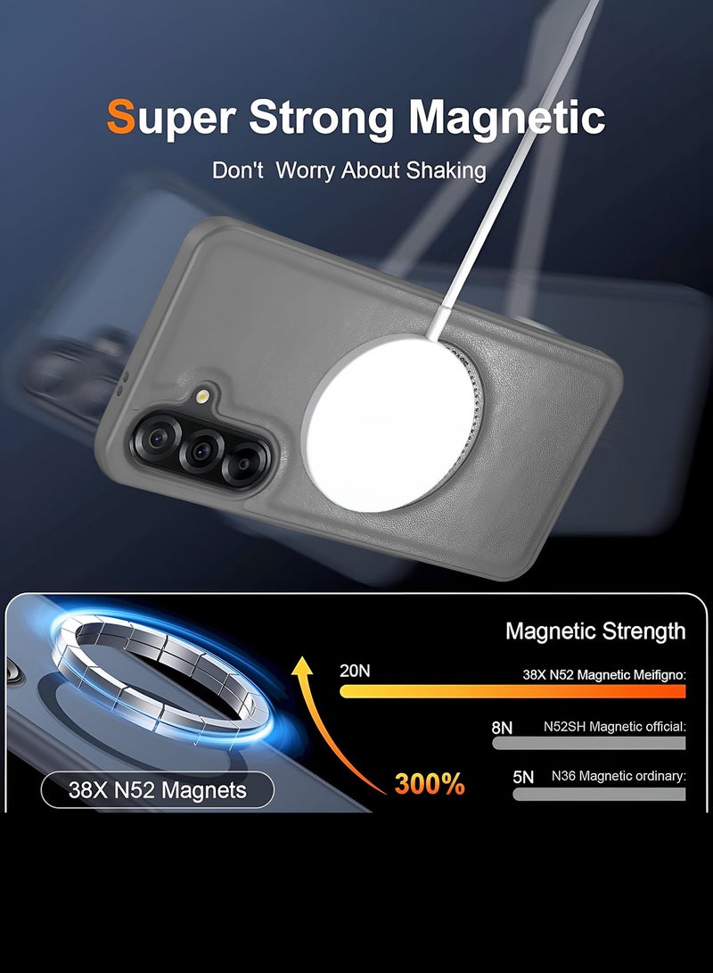 Wtech Samsung Galaxy A36 5G 2025 Premium PU Leather Hard Shockproof with MagSafe Magnet Case Cover - Grey - Image 2