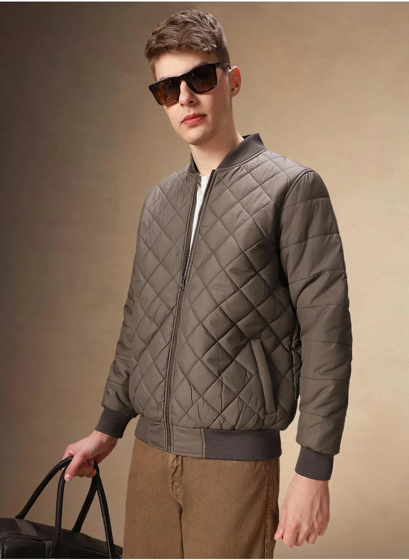 دينيس لينغو Men's Brown 100% Polyester Solid Regular Fit Jacket