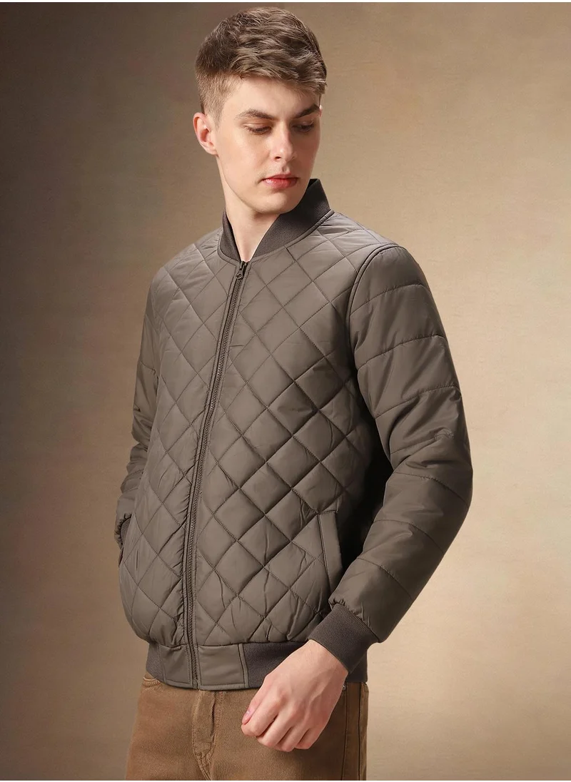 دينيس لينغو Men's Brown 100% Polyester Solid Regular Fit Jacket
