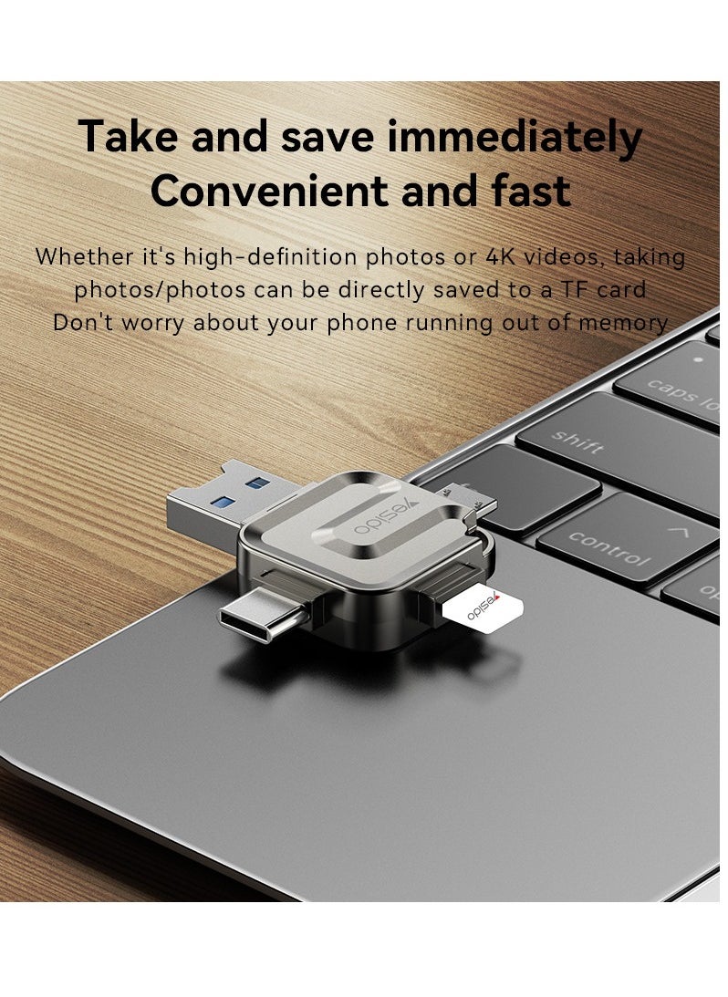 Yesido - 4 in 1 Flash  Memory Card Reader GS23 USB 3.0 High-speed Transmission Mini Design - Image 1