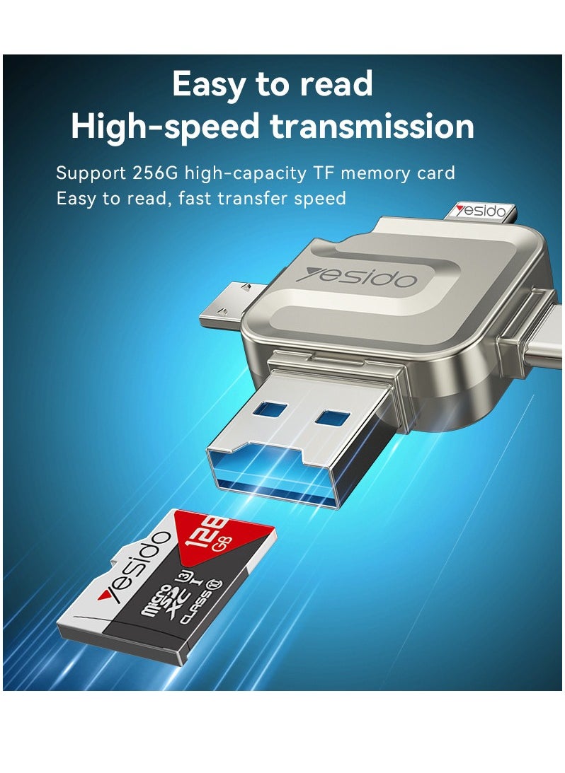 Yesido - 4 in 1 Flash  Memory Card Reader GS23 USB 3.0 High-speed Transmission Mini Design - Image 1