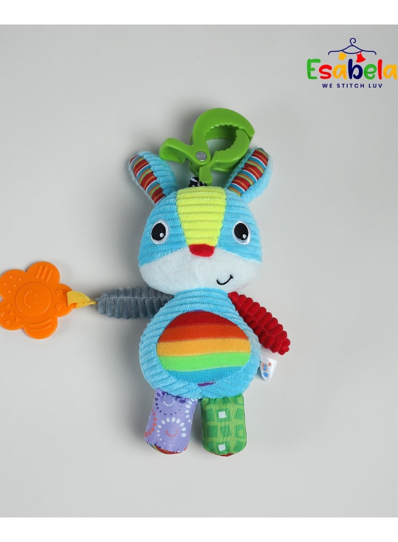 Esabela Colorful Voice Rabbit Teether Baby Toy, Musical Sensory Plush Toy for Newborns, Vibrating Infant Crib Toy, Soft Developmental Rattle, Soothing Stuffed Animal, Washable Unisex Gift for Kids, Interactive Early Learning Toy, Newborn to 2 Years - Image 4