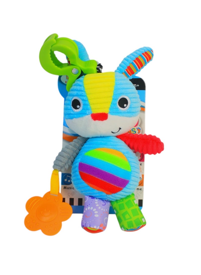 Esabela Colorful Voice Rabbit Teether Baby Toy, Musical Sensory Plush Toy for Newborns, Vibrating Infant Crib Toy, Soft Developmental Rattle, Soothing Stuffed Animal, Washable Unisex Gift for Kids, Interactive Early Learning Toy, Newborn to 2 Years - Image 1
