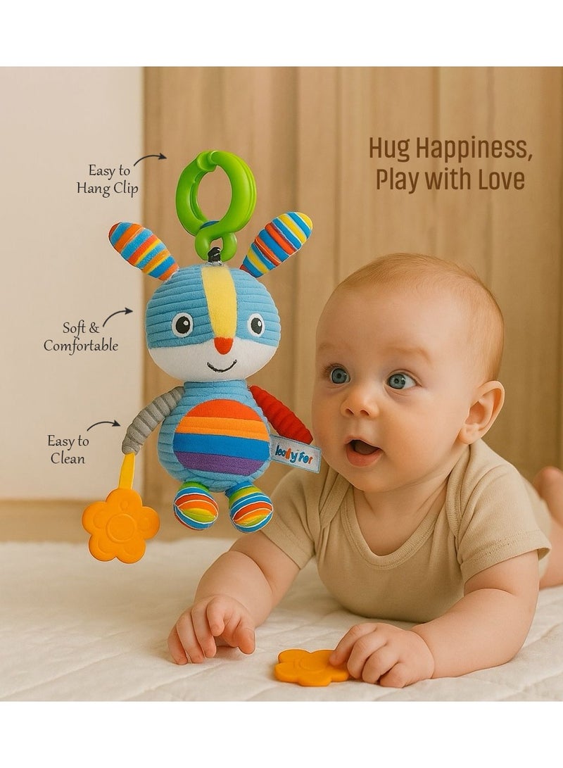 Esabela Colorful Voice Rabbit Teether Baby Toy, Musical Sensory Plush Toy for Newborns, Vibrating Infant Crib Toy, Soft Developmental Rattle, Soothing Stuffed Animal, Washable Unisex Gift for Kids, Interactive Early Learning Toy, Newborn to 2 Years - Image 3