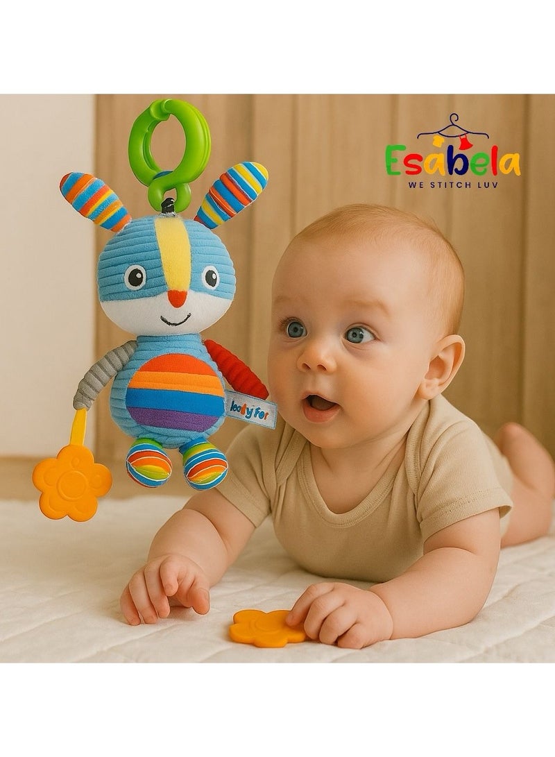 Esabela Colorful Voice Rabbit Teether Baby Toy, Musical Sensory Plush Toy for Newborns, Vibrating Infant Crib Toy, Soft Developmental Rattle, Soothing Stuffed Animal, Washable Unisex Gift for Kids, Interactive Early Learning Toy, Newborn to 2 Years - Image 2
