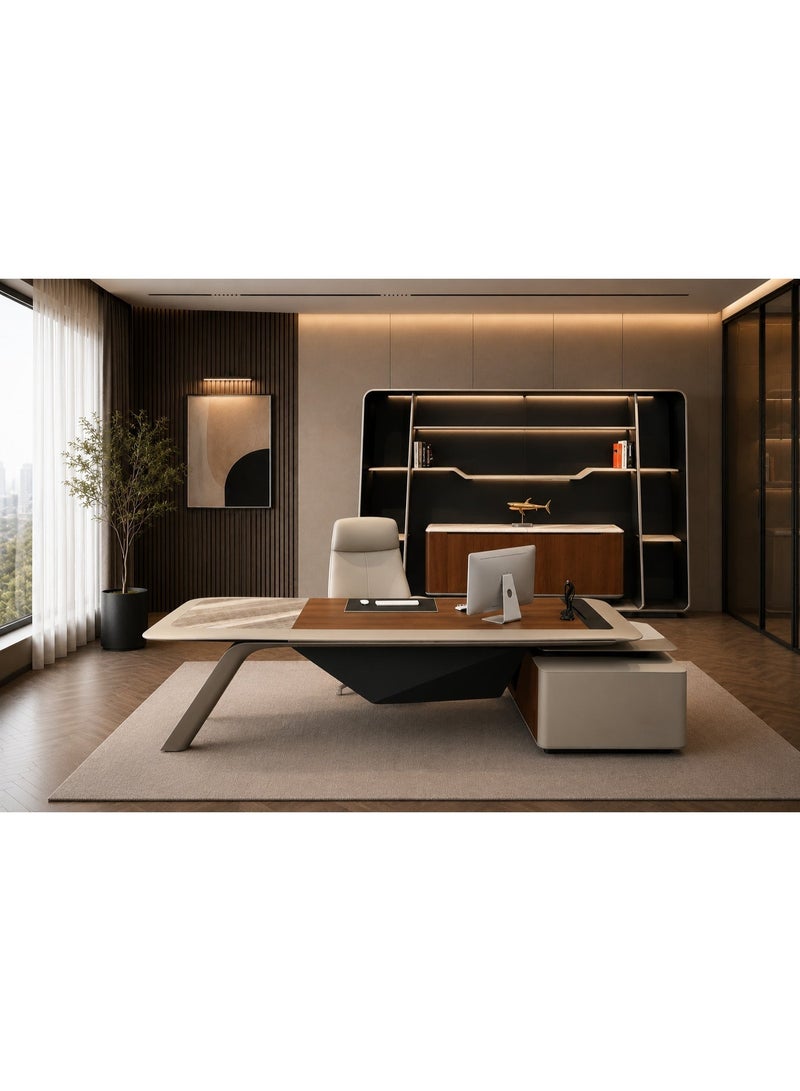 HUIMEI طاولة مكتب تنفيذية من Huimei H09 باللون البني - Image 1