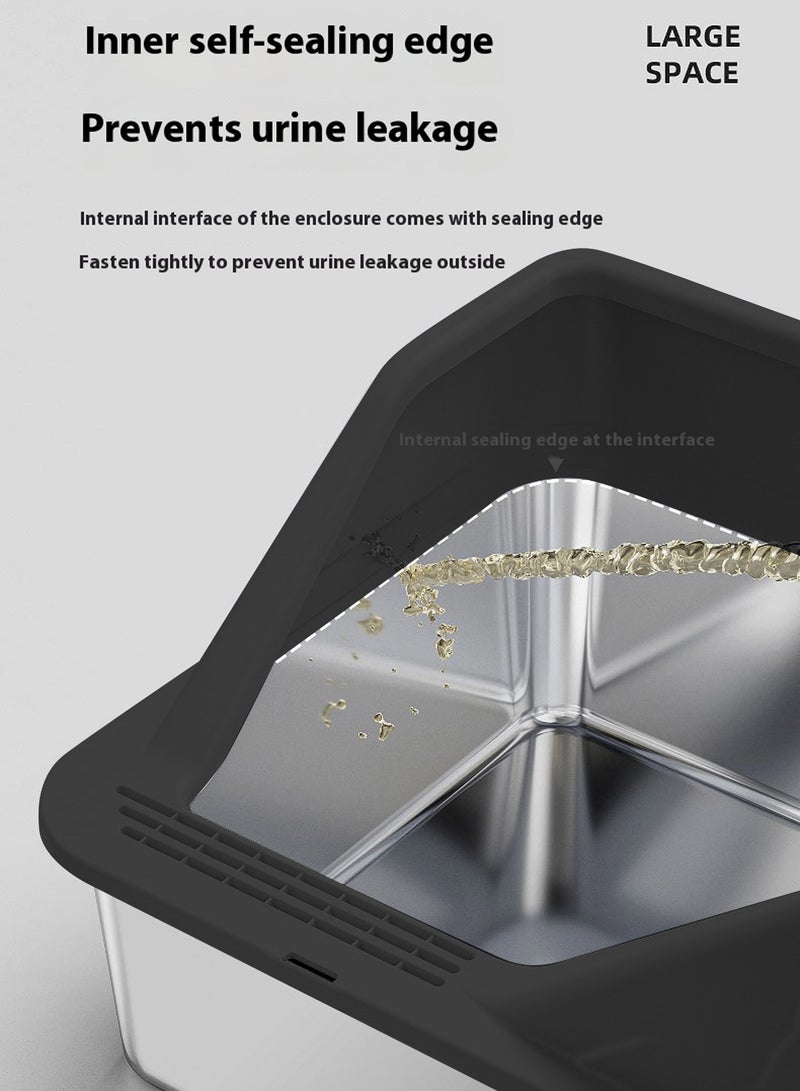 Kidle Stainless Steel Cat Litter Box Cat Litter Tray for Multiple Cats Anti Splashing and Easy Clean 60*40*28cm  - Image 3