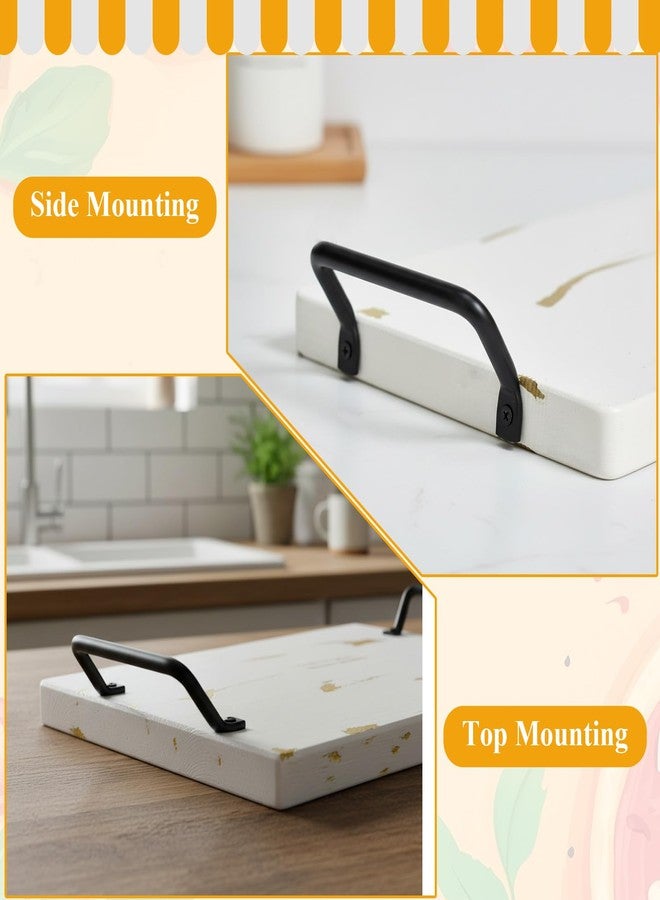 AOZUO 8 Pack Black Metal Cutting Board Cabinet Hardware Handles, 4Inch Side Fixing Serving Tray Handles Furniture Pulls Handles for Charcuterie Board Wood Box Drawer - Image 5