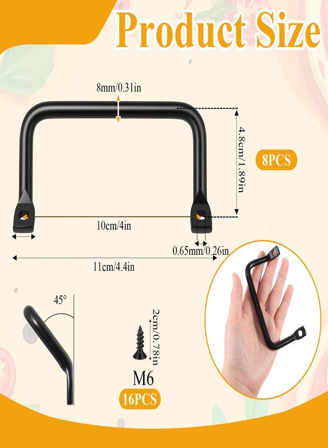 AOZUO 8 Pack Black Metal Cutting Board Cabinet Hardware Handles, 4Inch Side Fixing Serving Tray Handles Furniture Pulls Handles for Charcuterie Board Wood Box Drawer - Image 2