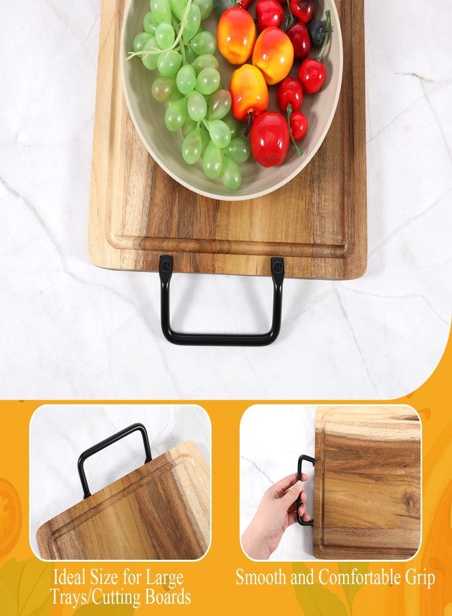 AOZUO 8 Pack Black Metal Cutting Board Cabinet Hardware Handles, 4Inch Side Fixing Serving Tray Handles Furniture Pulls Handles for Charcuterie Board Wood Box Drawer - Image 3