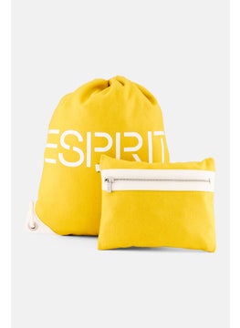 ESPRIT Women Brand Logo Drawstring Backpack 46 H x 37 L x 2 W cm, Yellow  - Image 1