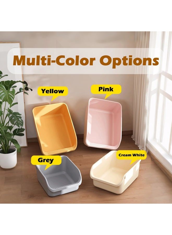 LoopTime Large Cat Litter Box with High Sides,Cat Boxes for Indoor Cats,Cat Litter Pan for Kitty,Litter Box with Low Entry,Anti-Splashing,Easy to Clean (Grey) - Image 4