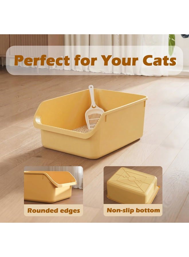 LoopTime Large Cat Litter Box with High Sides,Cat Boxes for Indoor Cats,Cat Litter Pan for Kitty,Litter Box with Low Entry,Anti-Splashing,Easy to Clean (Grey) - Image 2