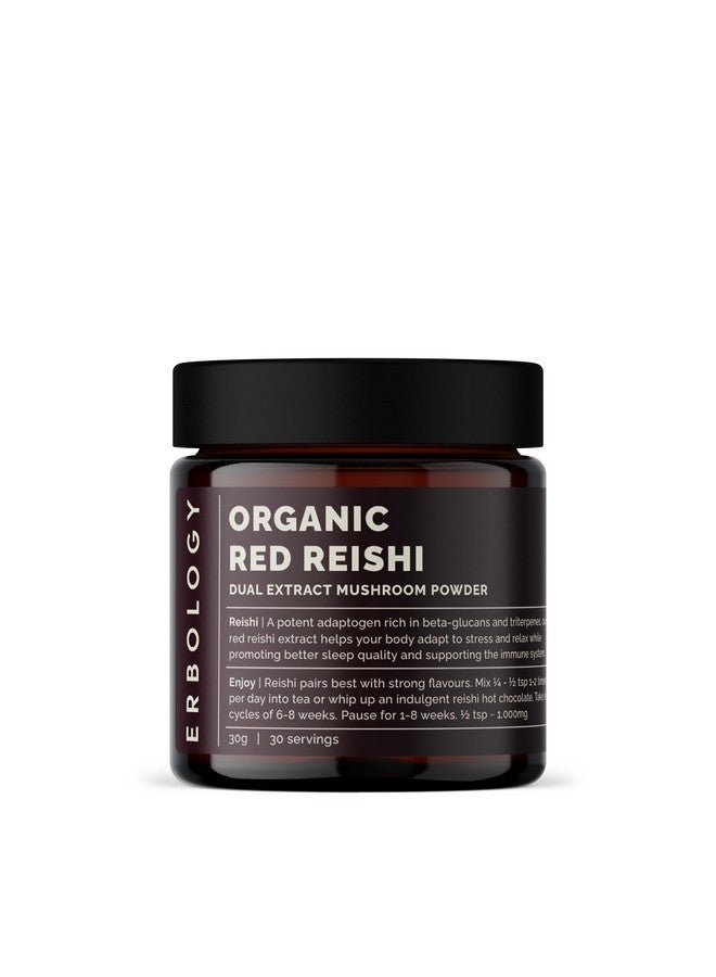 Erbology Organic Reishi Dual Extract Powder 30 Servings - 18% Beta-glucans - Immunity Support - Ganoderma Lucidum - Small Batch - Sustainably Grown in Europe - Vegan - Non-GMO - No Added Fillers - Image 1