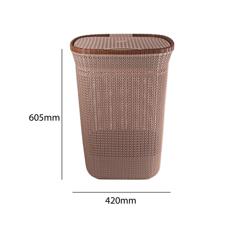 Cello Creta Laundry Bag/Basket with lid, Beige, 50 Ltrs., Plastic - Image 5