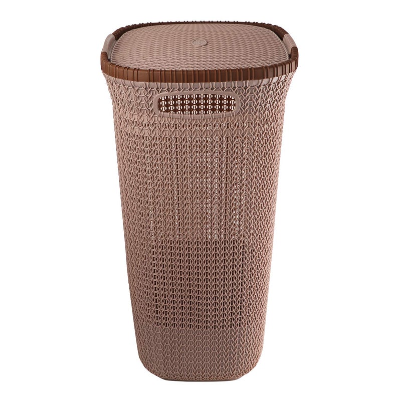 Cello Creta Laundry Bag/Basket with lid, Beige, 50 Ltrs., Plastic - Image 1
