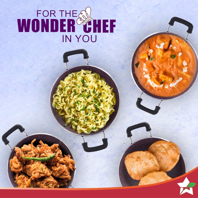 Wonderchef Venice Mini Kadhai | Pure-Grade Virgin Aluminium | PFOA Free Non-Stick Coating | Cool Touch Handles | Ideal for Cooking in Smaller Quantity | Durable and Long Lasting | 16cm - Image 4