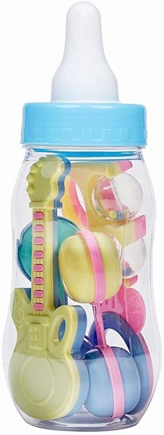 Plastic Baby Bottle Bank 11 Jumbo Blue Fillable Baby Shower Bottle Guess How Many Gender Reveal Party Favor Decorative Centerpiece Filled with Party Favors