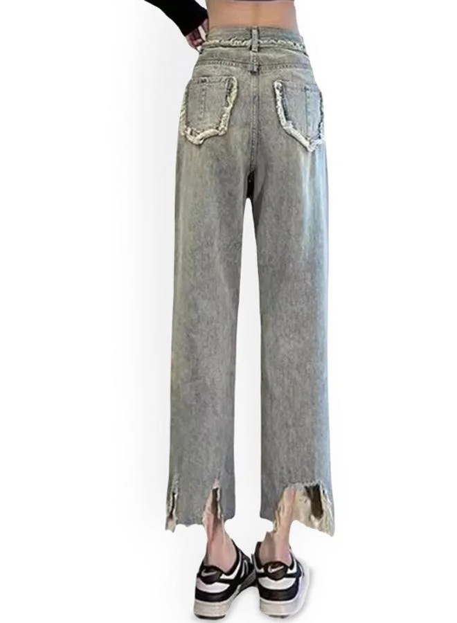يونيكي Blue Straight Fit High-Rise Light Fade Jeans