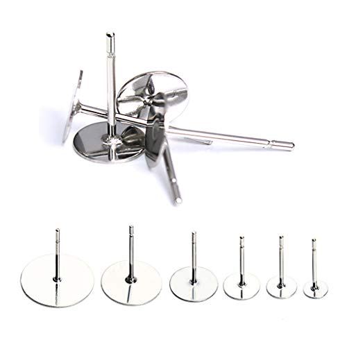 Newless 100 Pieces Stainless Steel Earrings Posts Flat Pad,100 Pieces Butterfly Earring Backs,100 Pieces Bullet Earring Backs,Total 300 Pieces (8mm) - Image 4