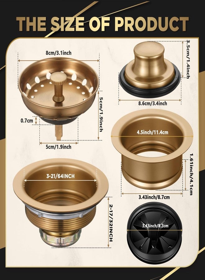 Norme مجموعة ملحقات استبدال مصفاة حوض المطبخ من نورم، 5 قطع، 3-1/2 بوصة، واقي رذاذ مطحنة النفايات، سدادة شفة مطحنة النفايات، مصنوعة من الفولاذ المقاوم للصدأ (بني) - Image 2