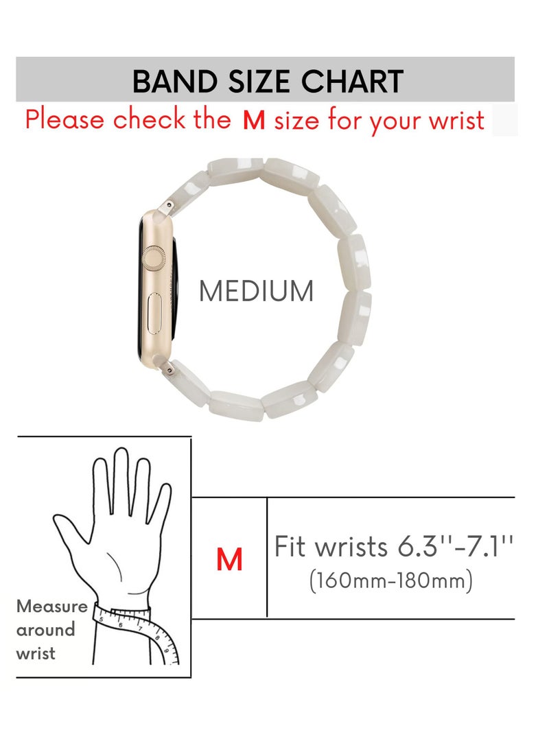 Excefore - Resin Stretchy Watch Band, Resin Watch Strap Wristband for iWatch Bracelet, Fashion Lightweight Bracelet Wristband Replacement, 41/40/38mm, for iWatch Series Ultra/SE/8/7/6/5/4/3/2/1 (White) - Image 1
