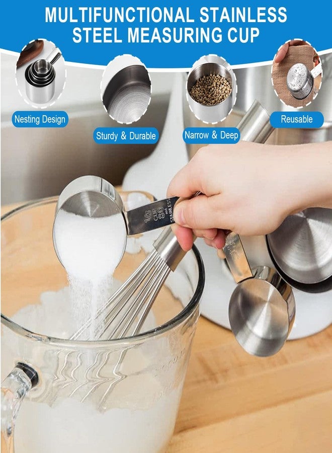ATPWONZ Measuring Cups and Spoons Set 21 Piece, 11 Stainless Steel Nesting Measuring Spoons and Cups with 3 Plastic Measuring Cup, 3 Funnel, 3 Brush, 1 Ruler, Measuring Cup Set for Kitchen Baking Liquid Dry - Image 4