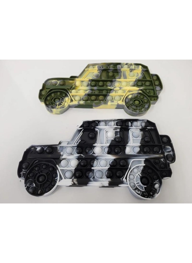 EMZJ - 2 Pieces Pop Toy Antistress Pop it Push It Pop Fidget Bubble Car Jeep Black - Image 1