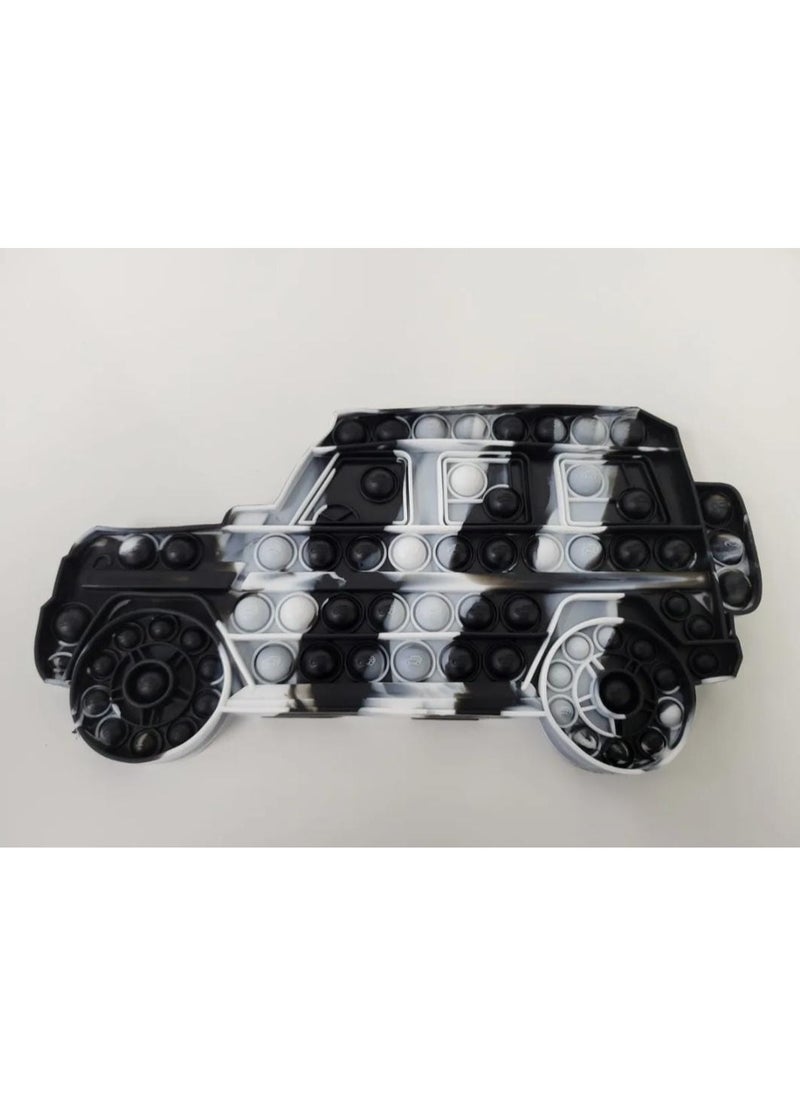 EMZJ - 2 Pieces Pop Toy Antistress Pop it Push It Pop Fidget Bubble Car Jeep Black - Image 1
