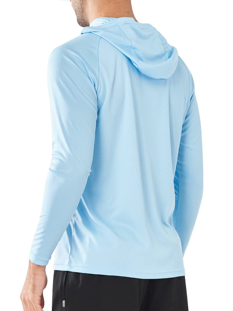 NORTHYARD Men's UPF 50+ Hoodie Shirts Long Sleeve Sun Protection Fishing Swim Beach UV SPF Rash Guard Quick Dry Lightweight SkyBlue 2XL - Image 2