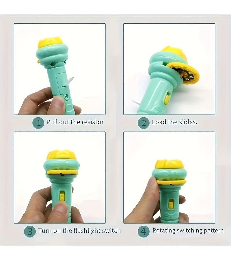Pink Mini Projector Flashlight With 3 Slides 24 Patterns Kids Gift - Image 5