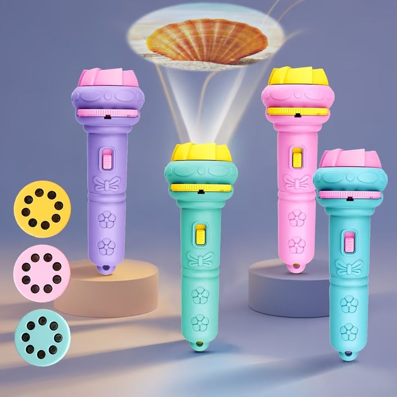 Pink Mini Projector Flashlight With 3 Slides 24 Patterns Kids Gift - Image 4