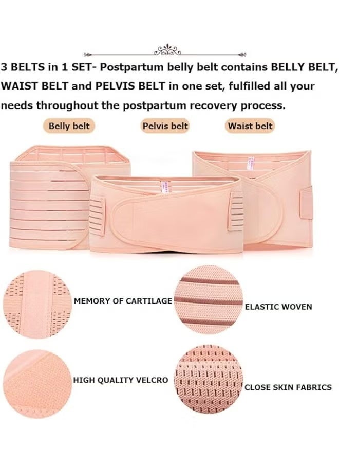 مشد دعم بعد الولادة 3 في 1، حزام استعادة شكل الجسم ودعم البطن، طقم متكامل لشد الخصر والحوض ودعم الظهر لفترة ما بعد الولادة. - Image 2