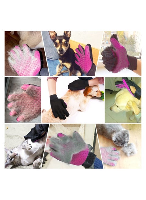 Grooming glove with 261 tips gentle deshedding brush pet hair remover mitt massage for dog cat rabbit horse with long and short fur
