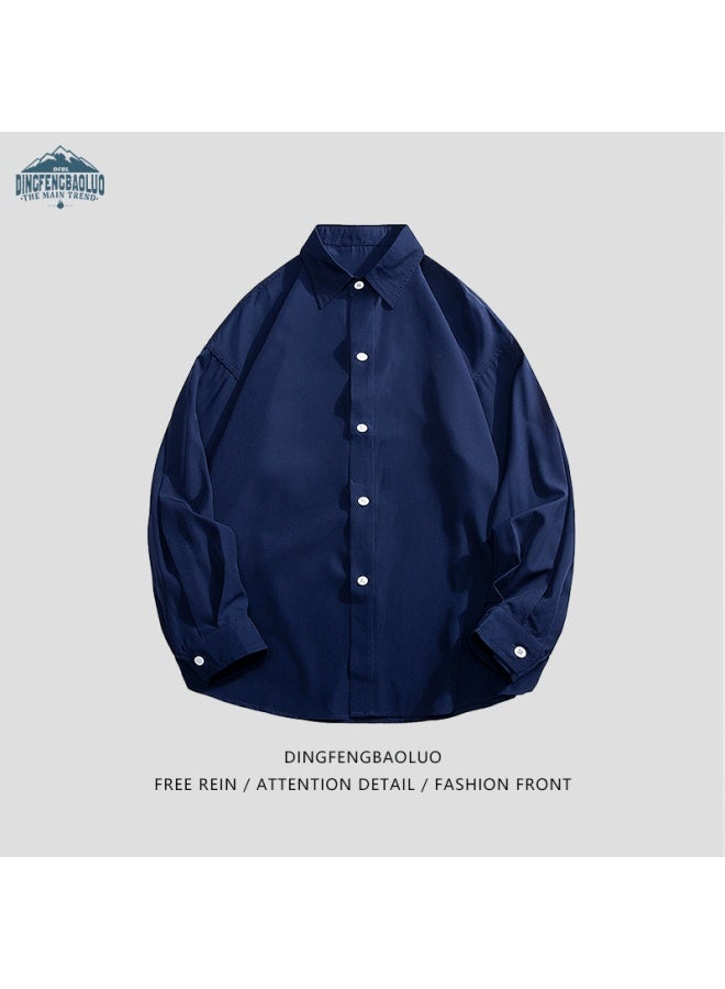 Dingfengbaoluo قميص رجالي بأكمام طويلة للربيع والخريف بلون صلب، قطعة علوية Casual فضفاضة 7304 Light Khaki 3XL - Image 5