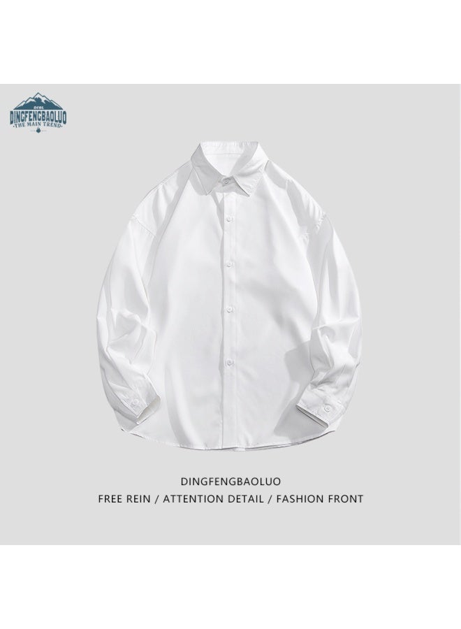 Dingfengbaoluo قميص رجالي بأكمام طويلة للربيع والخريف بلون صلب، قطعة علوية Casual فضفاضة 7304 Light Khaki 3XL - Image 4
