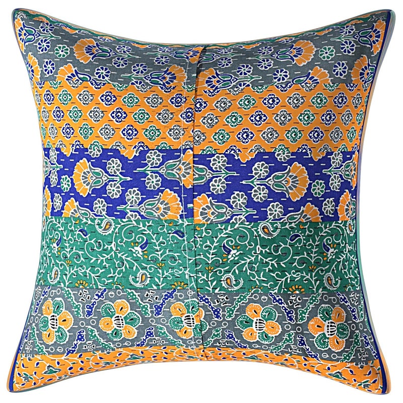 AMLEXTTRIZ Barmeri and Animal Print 100 Pure Cotton Cushion Cover Set of 5 Covers for Sofa Bedroom Living Room Size 16x16 Blue - Image 3