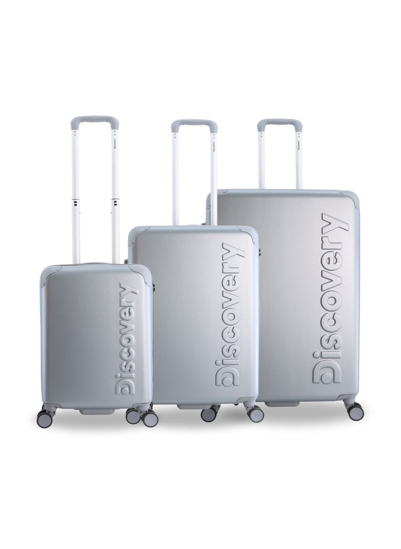 Discovery Focus ABS Hardside Travel Luggage Set, Durable Lightweight 4 Double Wheel Bag, Extra Secure Combination Lock Suitcase 3 Pcs, Expandable Trolley Small,Medium,Large(20+24+28 Inch) Silver - pzsku/Z0BD97016E0769A6C9B4FZ/45/_/1740392538/5ddb8078-9eab-440d-9f1d-39b2fe6a39d0