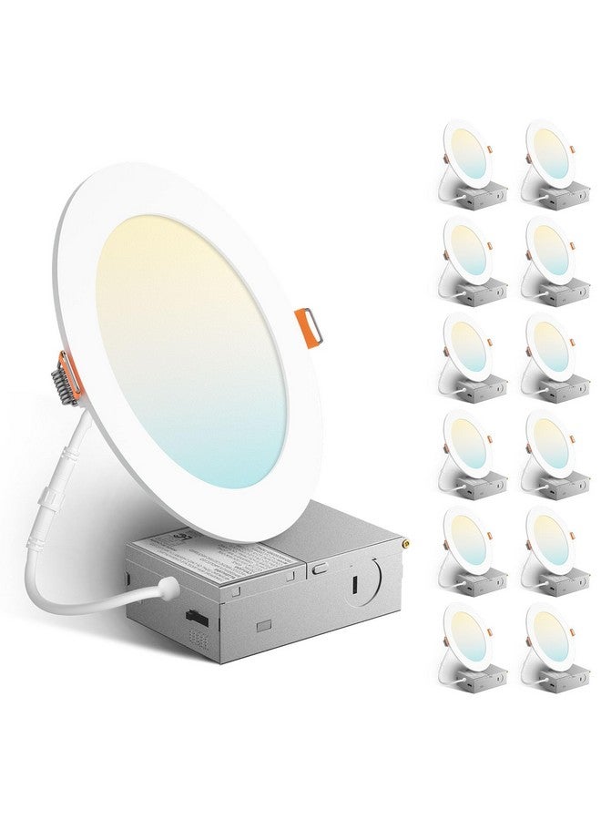 Amico 12 Pack 6 Inch 5CCT Ultra-Thin LED Recessed Ceiling Light with Metal Junction Box, 2700K-5000K Selectable, 12W Eqv 110W, Dimmable Canless Wafer Downlight with Plastic Trim, 1050 Lumens -ETL&FCC - Image 1