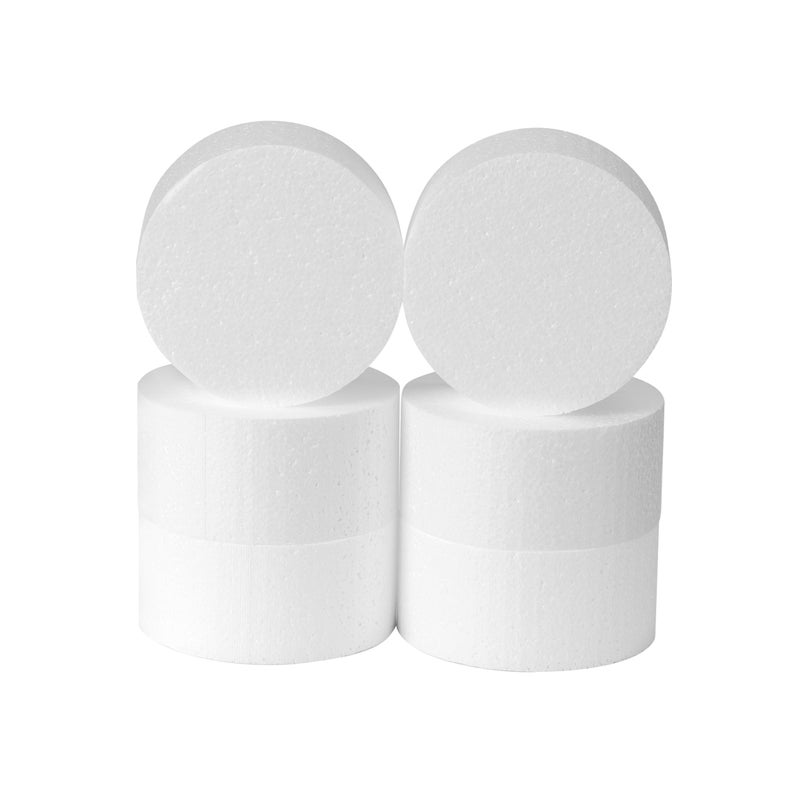 Crafare 4 inch Foam Circles for Crafts 6 Pack 2Inch Thick Polystyrene Round Foam Discs for Lollipop DIY Cake Model Making Sculpture Party Centerpieces Projects Decorations - Image 1