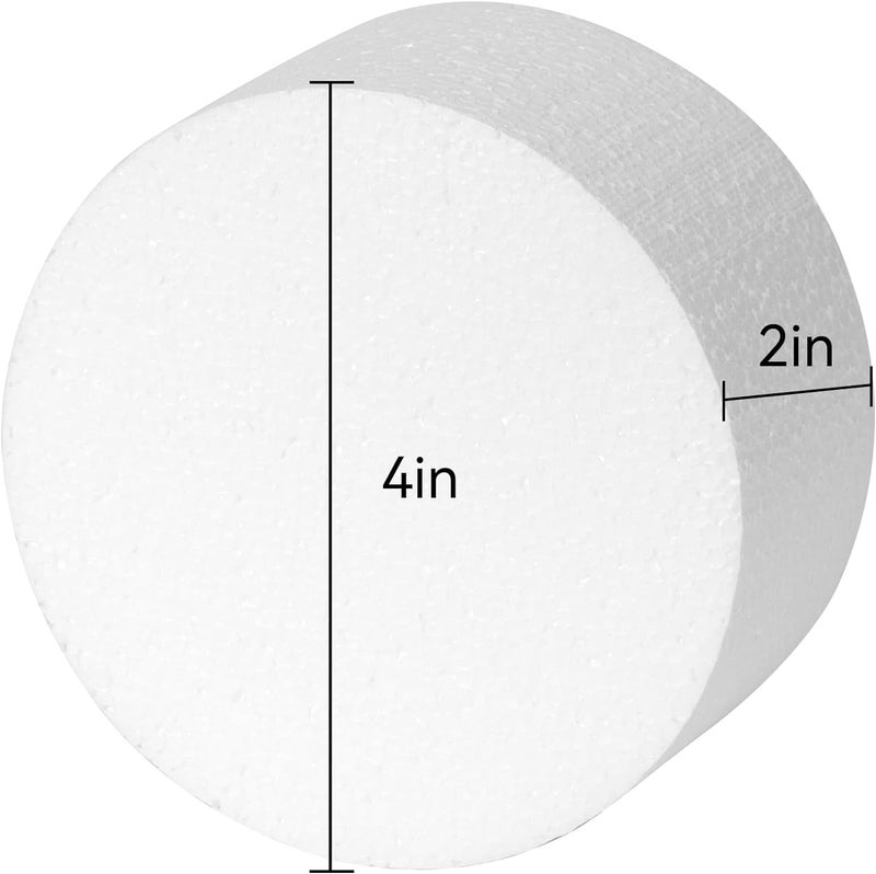 Crafare 4 inch Foam Circles for Crafts 6 Pack 2Inch Thick Polystyrene Round Foam Discs for Lollipop DIY Cake Model Making Sculpture Party Centerpieces Projects Decorations - Image 2