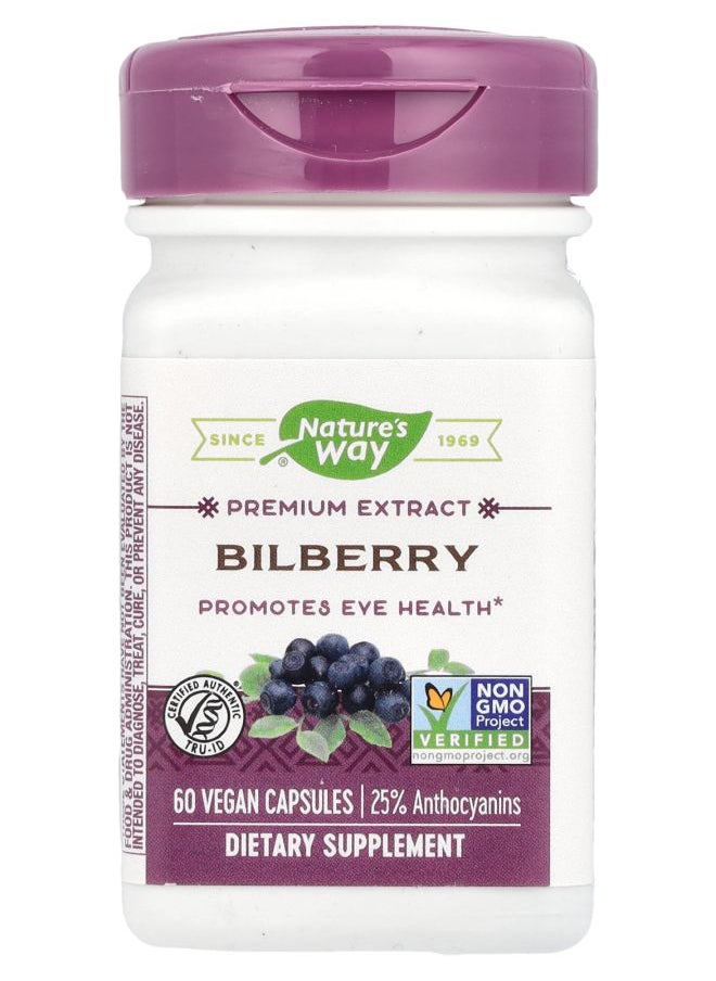 Nature's Bilberry Premium Extract 60 Vegan Capsules 