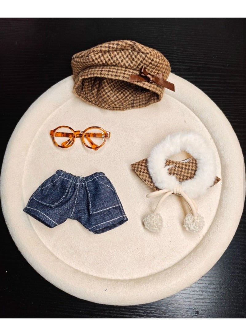 5 Pcs Labubu Clothes Set(No Doll ) ,Retro Doll Accessories Suit With Glasses And Hat For 17cm Doll - Image 2
