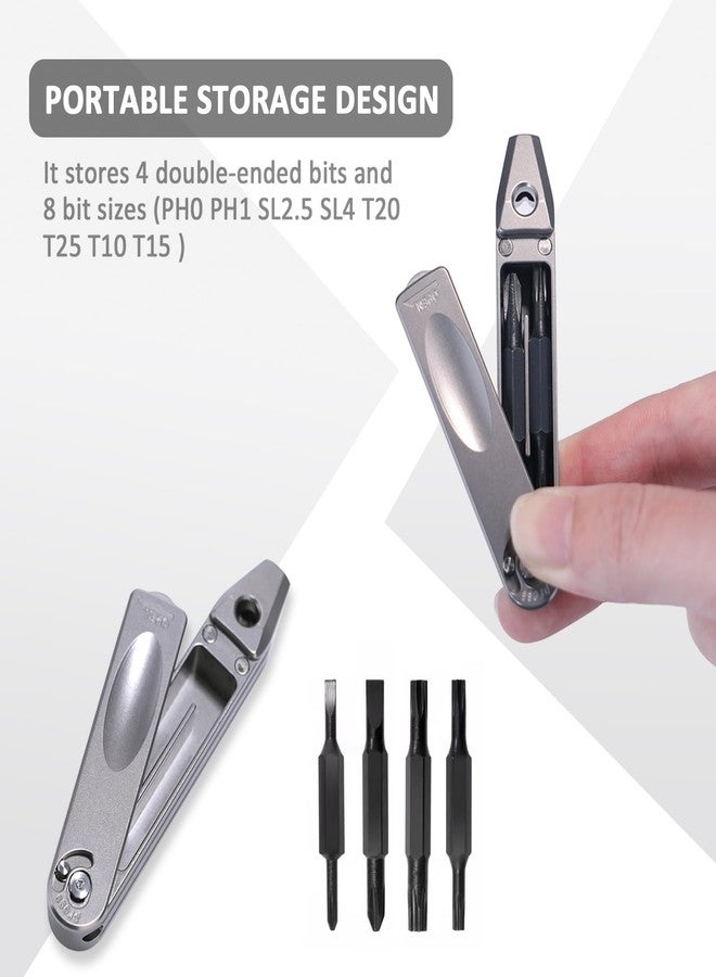 SHD Titanium Small EDC Pocket Screwdriver,Portable 8 in 1 Mini Precision Screwdriver Set, Magnetic Repair Multitool for Daily Use - Image 3