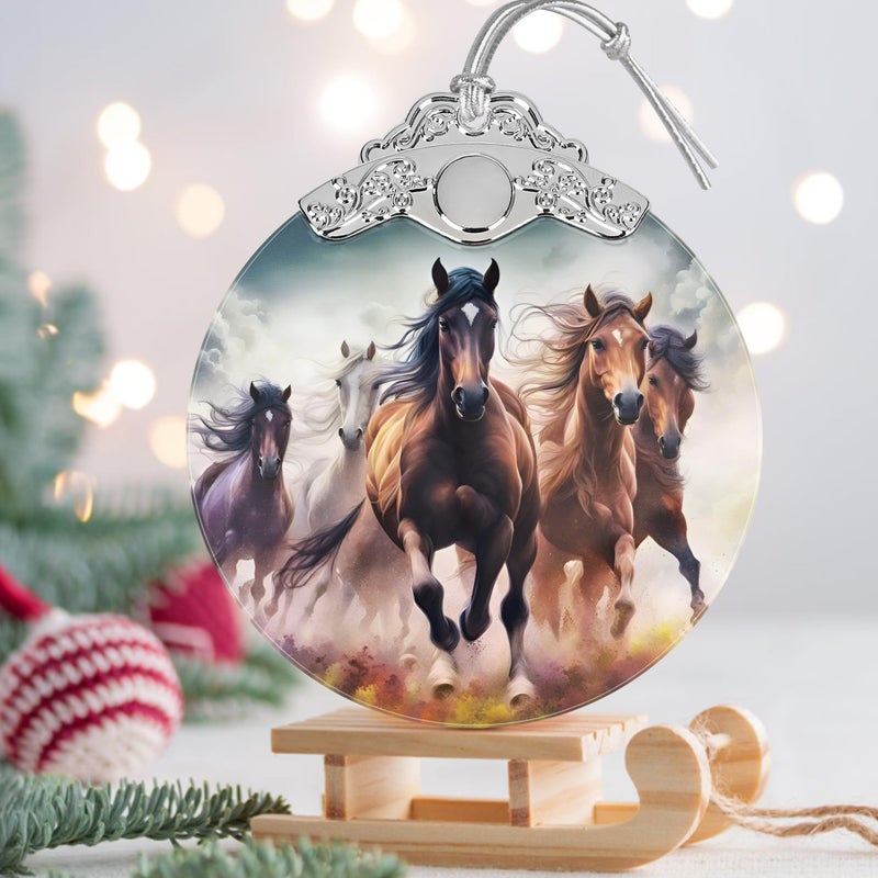 Jocidea Christmas Ornaments - Stained Glass Christmas Decor - Horse Ornaments for Christmas Tree - Christmas Tree Ornament - Gifts for Friends  Coworker - Xmas Gift Ideas - Gift Exchange - Image 3