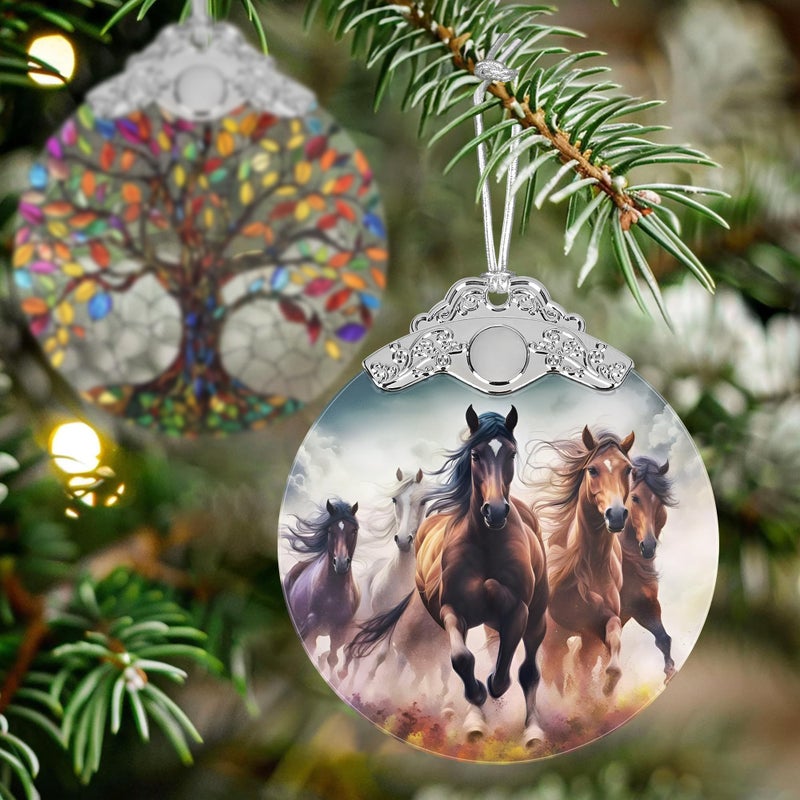 Jocidea Christmas Ornaments - Stained Glass Christmas Decor - Horse Ornaments for Christmas Tree - Christmas Tree Ornament - Gifts for Friends  Coworker - Xmas Gift Ideas - Gift Exchange - Image 4