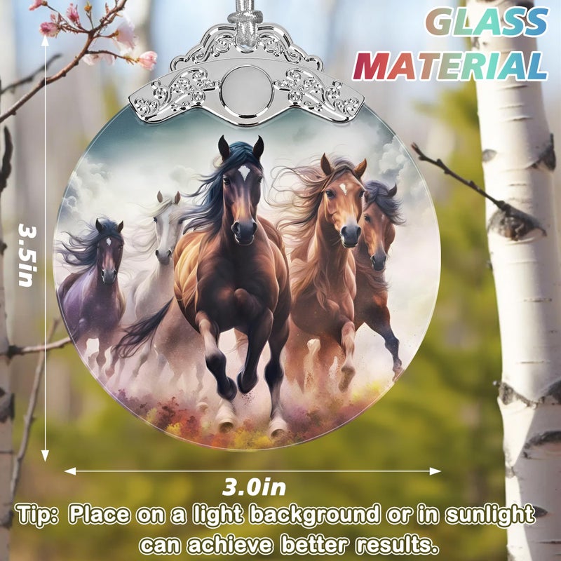 Jocidea Christmas Ornaments - Stained Glass Christmas Decor - Horse Ornaments for Christmas Tree - Christmas Tree Ornament - Gifts for Friends  Coworker - Xmas Gift Ideas - Gift Exchange - Image 2
