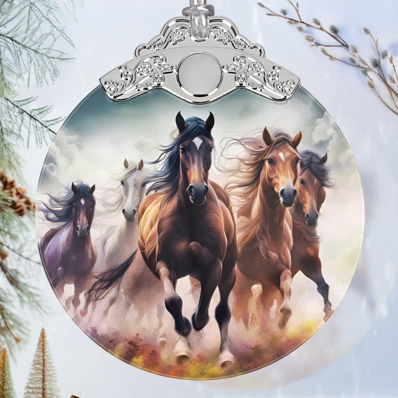 Jocidea Christmas Ornaments - Stained Glass Christmas Decor - Horse Ornaments for Christmas Tree - Christmas Tree Ornament - Gifts for Friends  Coworker - Xmas Gift Ideas - Gift Exchange - Image 1